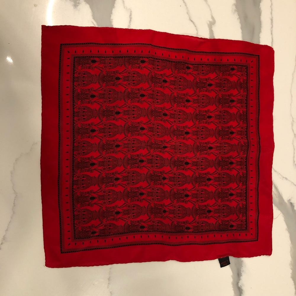 Italian Silk Red/Black Patterned Pocket Square